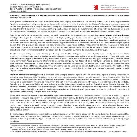 Assessment of Apple's (sustainable?) competitive position / competitive advan...