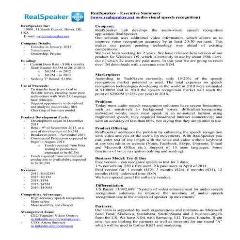 One pager RealSpeaker