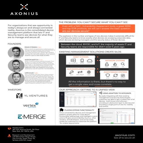 Axonius One Page Summary | PDF