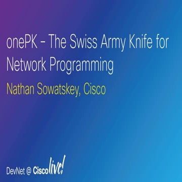 onePK The Swiss Army Knife for Network Programming