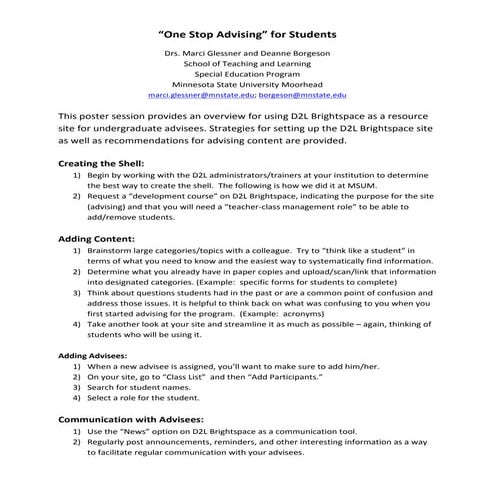 One Stop Advising for Students