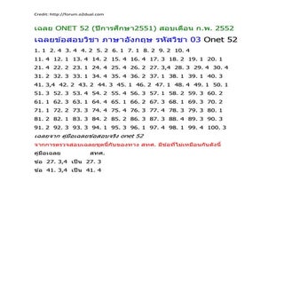 เฉลย Onet 51 ภาษาอังกฤษ