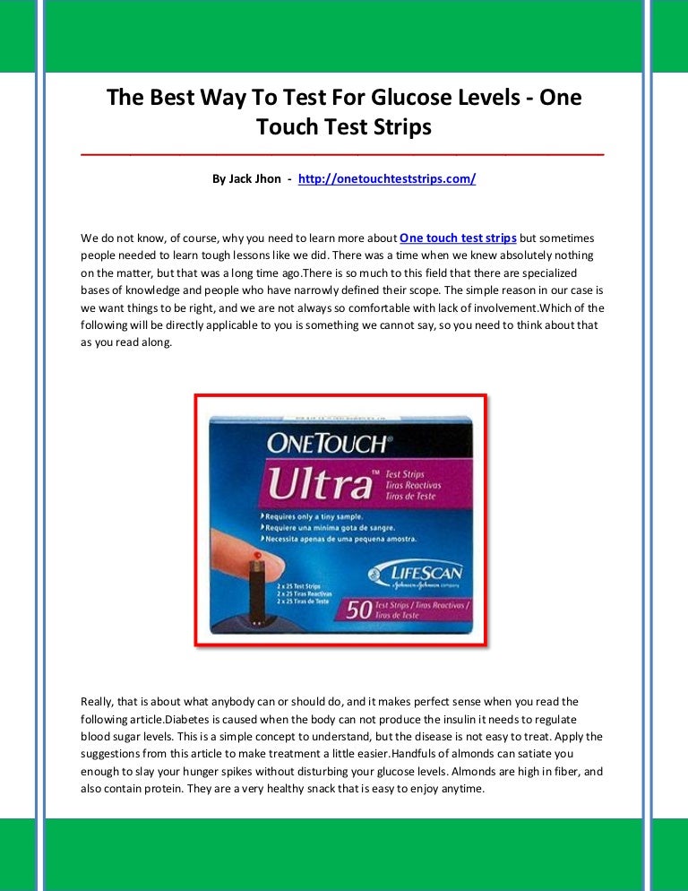 One touch test strips