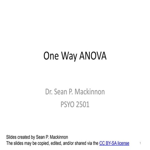One-Way ANOVA: Conceptual Foundations