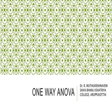 One way ANOVA