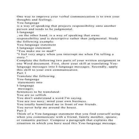 One way to improve your verbal communication is to own your thoughts.docx