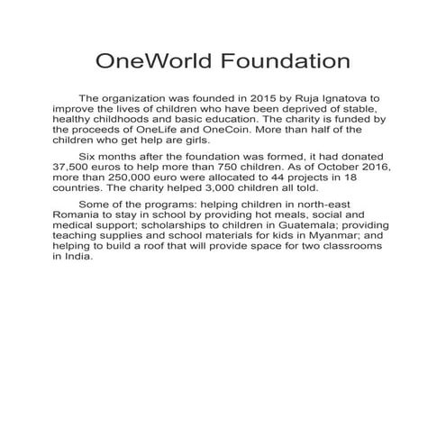 OneWorld Foundation