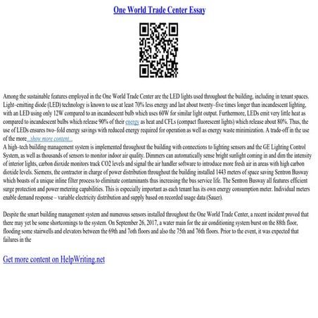 One World Trade Center Essay