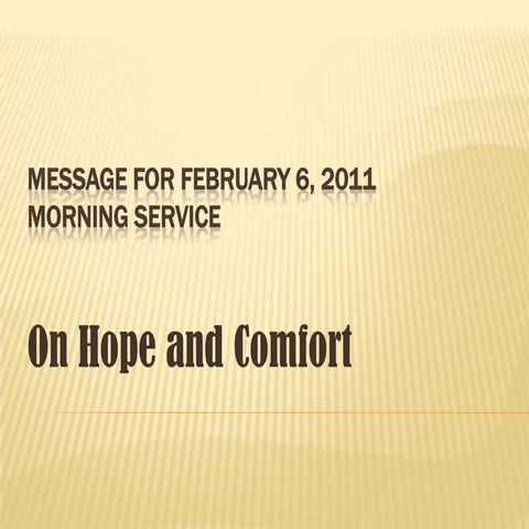 On Hope And Comfort