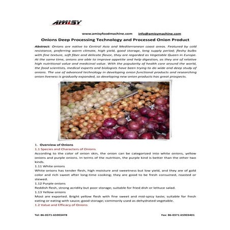 Onions deep processing technology and processed onion product