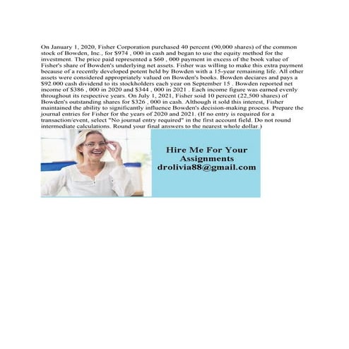 On January 1- 2020- Fisher Corporation purchased 40 percent (90-000 sh.pdf