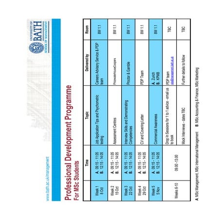 PDP timetable | PDF