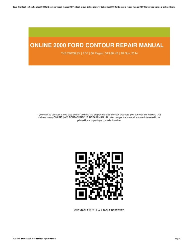 Online 2000 Ford Contour Repair Manual