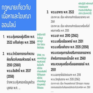 กฎหมายเกี่ยวกับเนื้อหา โฆษณา และการตลาดออนไลน์ (ทำให้เพื่อนไปสอบ DAAT ไม่รู้จ...