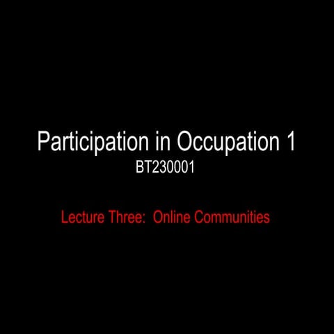 Online Communities Lecture