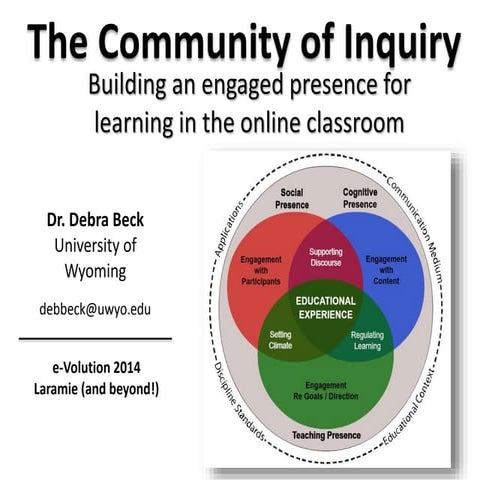 The Community of Inquiry: Building an engaged presence for learning in the on...