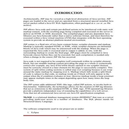 Online job portal java project report | DOC | Web Development | Internet