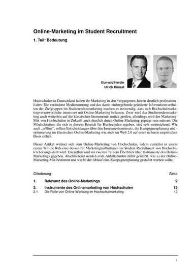 Gunvald Herdin, Ulrich Künzel: Online-Marketing im Student Recruitment