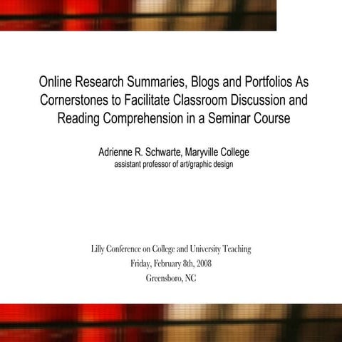 Online Research Summaries, Blogs and Porfolios