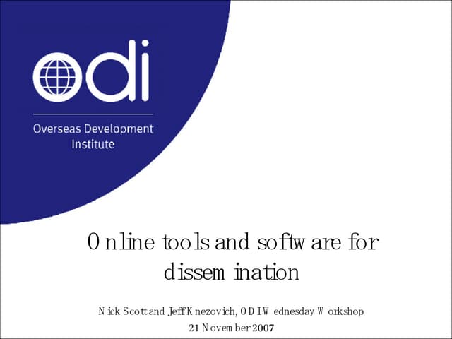 Online Tools and Software For Dissemination