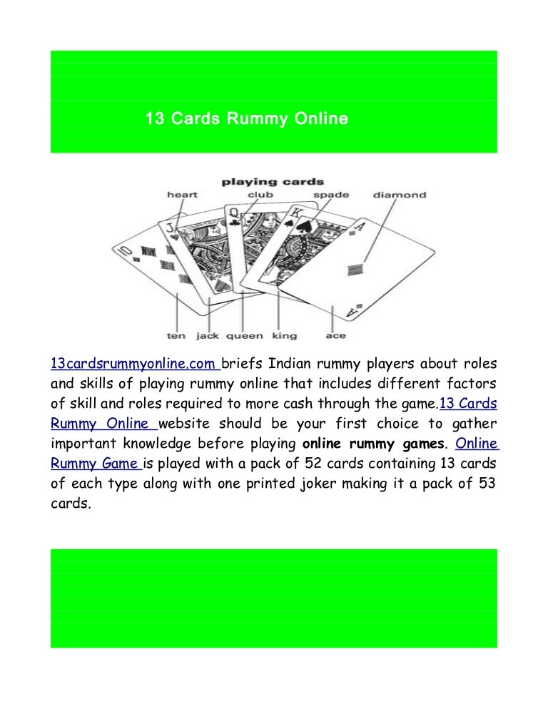 Online 13 cards rummy game
