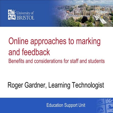 Online approaches to marking and feedback   summer 2012