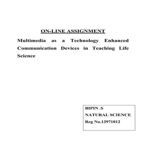 Online assignment- Multimedia as a Technology Enhanced Communication Devices ...