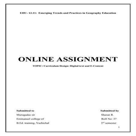 Curriculum Design: Digital text and E-Content