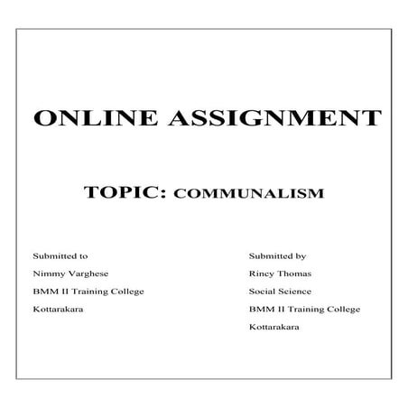 Online assignment communalism