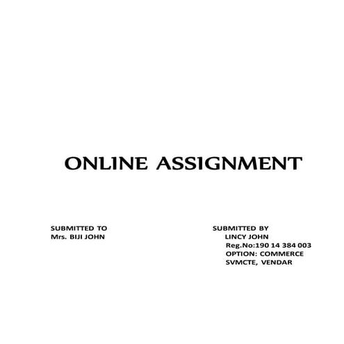 Online assignment lincy commerce
