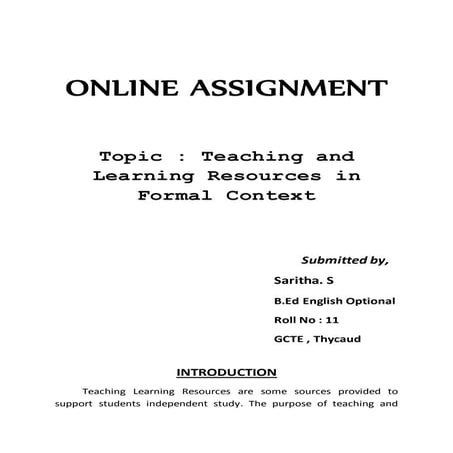 Online assignment new