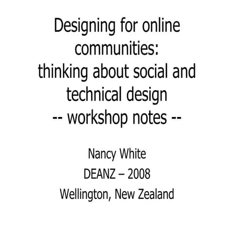 Online Community Design Workshop Notes