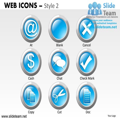 Online connected chat web icons design 2 powerpoint presentation templates.