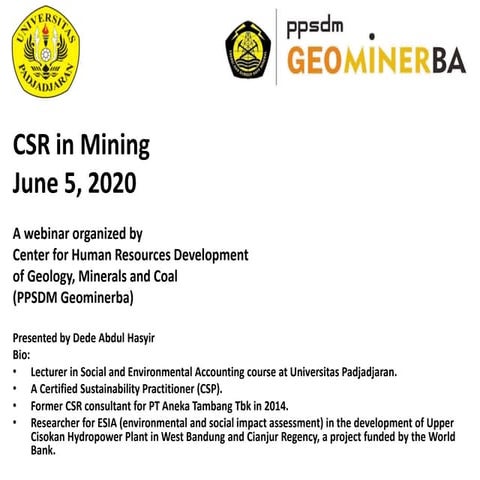 Online Course CSR in Mining for  Sustainability