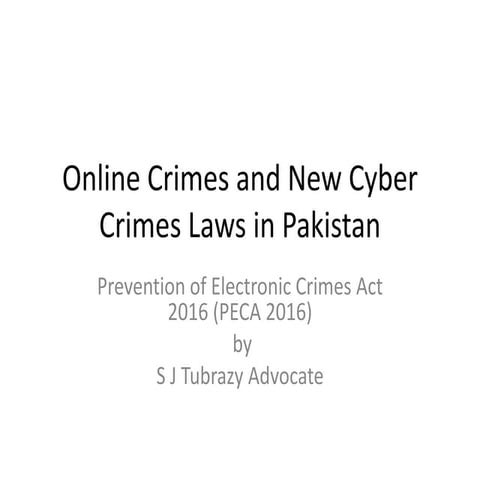 Online Crime and New Cyber Laws in Pakistan