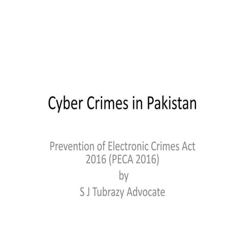 Onlinecrime  and New Cyber Laws in Pakistan
