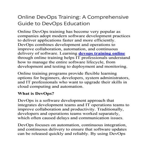 Online DevOps Training: A Comprehensive Guide to DevOps Education | PDF