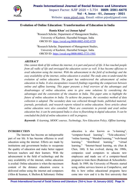Challenges and Opportunities for Online Education in India | PDF