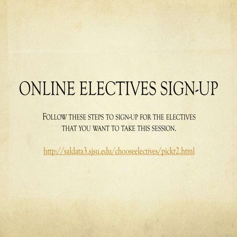 Online electives sign up instructional for sal moodle