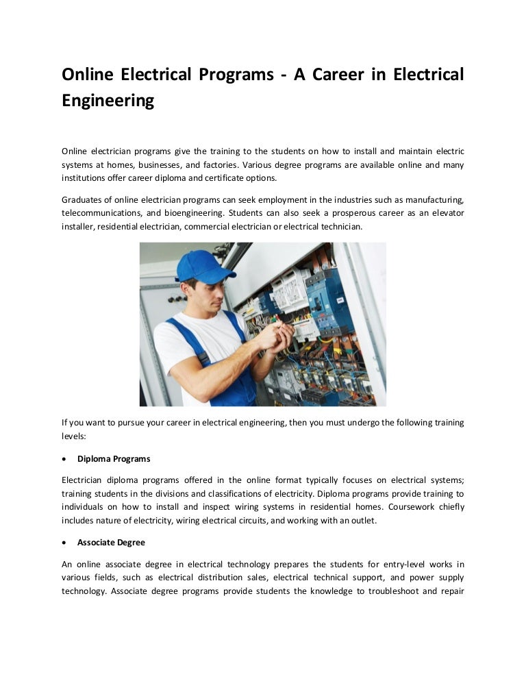 Online Electrical Programs A Career in Electrical Engineering