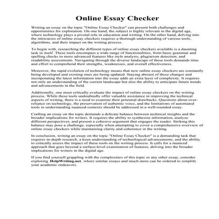 Online Essay Checker. Free Essay Checker Is Available For You Right Now