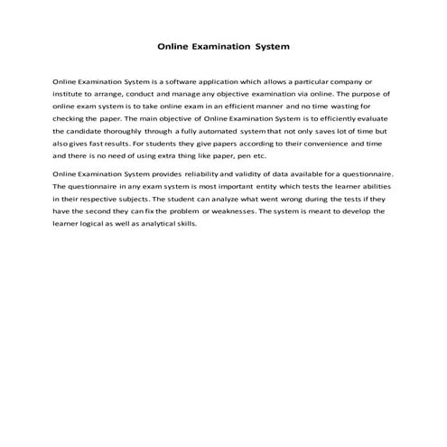 Online examination system