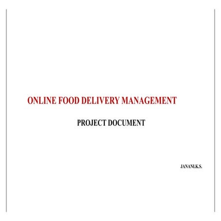 Food Delivery Management System In Project Management | PPTX