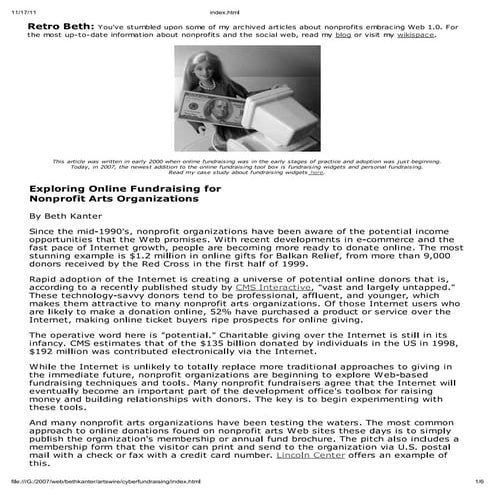 Article from 2001 about Online Fundraising