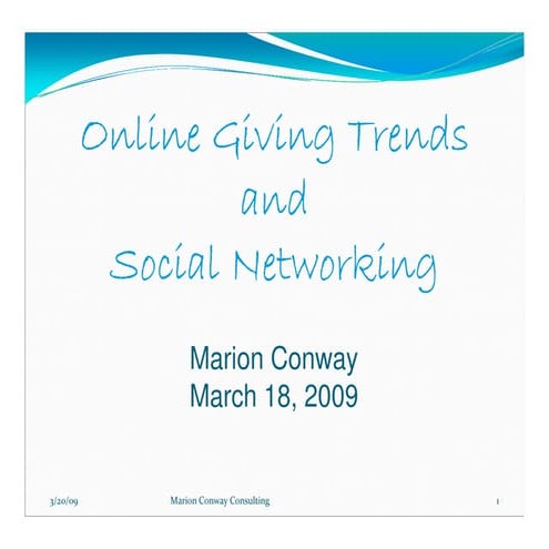 Online Giving And Social Networking 3 18 09