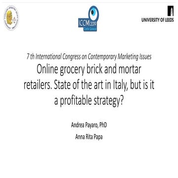 Online grocery brick and mortar retailers. State of the art in Italy, but is ...