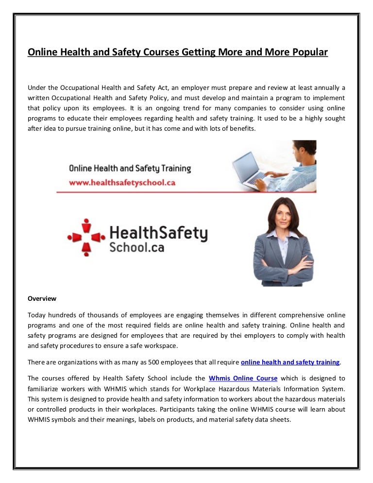 Online health and safety courses getting more and more popular