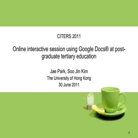Online interactive session using google docs® at post graduate tertiary educa...