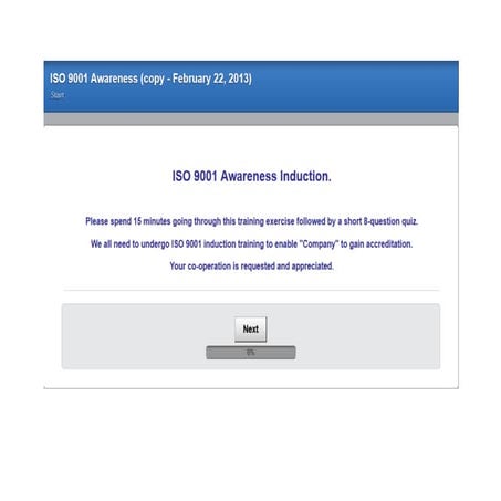 Online ISO 9001 awareness course