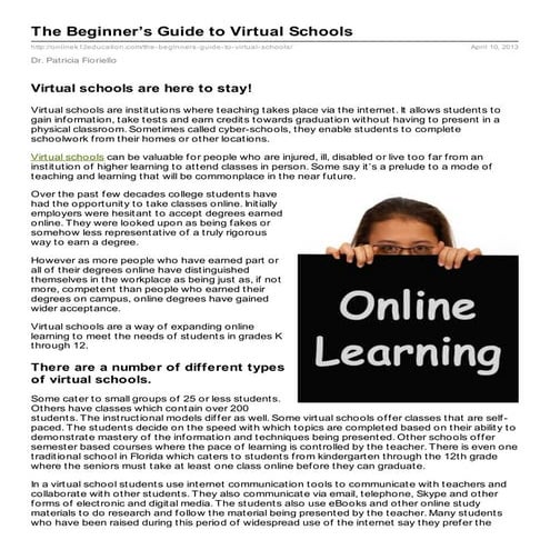The Beginners Guide to Virtual Schools